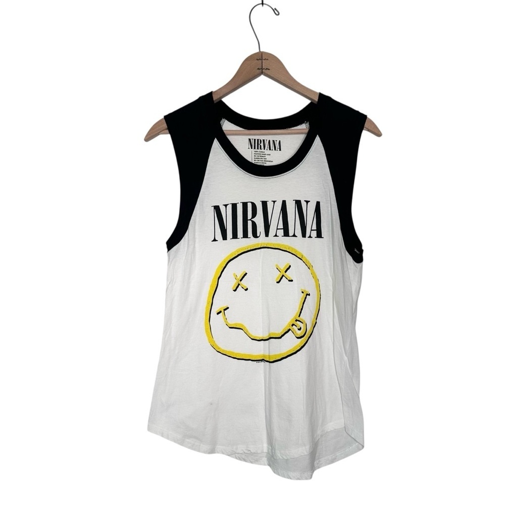 Nirvana Smiley Logo Raglan Grunge Punk Rock Official Raglan T-Shirt Size Medium
